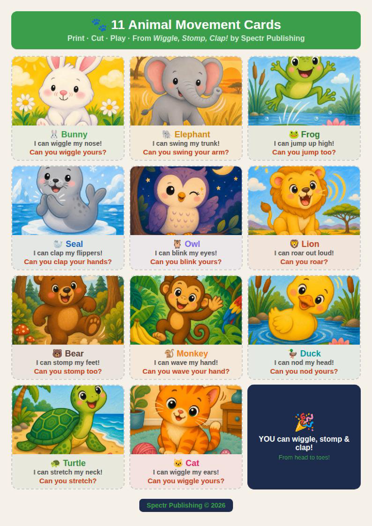 Animal Movement Cards preview