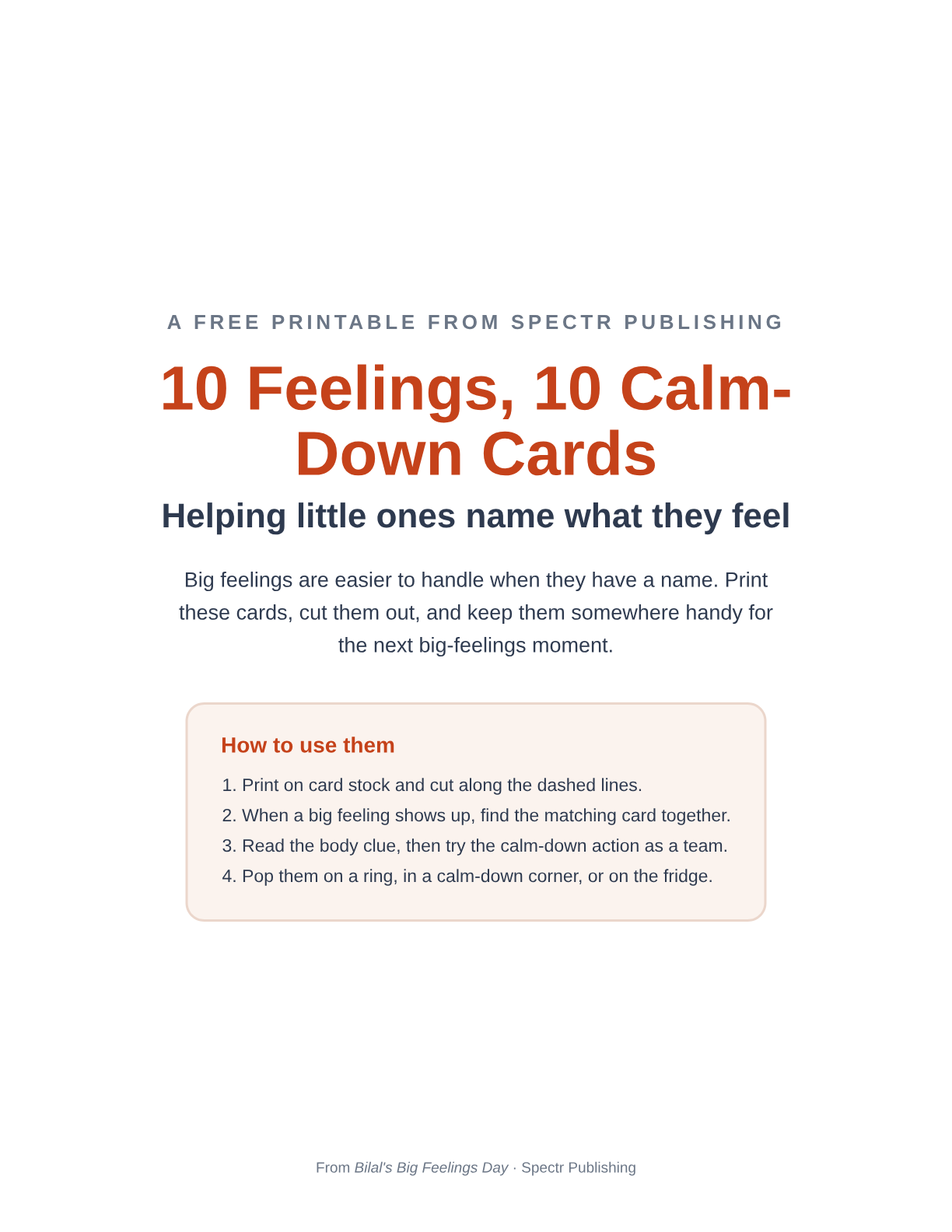 10 Feelings, 10 Calm-Down Cards preview